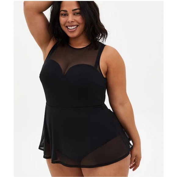 Torrid Size 2 D/DD Mesh Overlay Bathing Suit - Picture 2 of 7